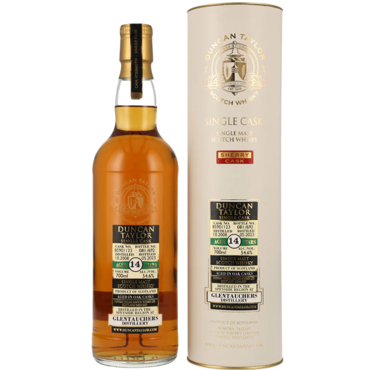 Duncan Taylor Single Cask Glentauchers 2008 Cask #85901123 – 14 YO | 54.6% ABV | 700ml