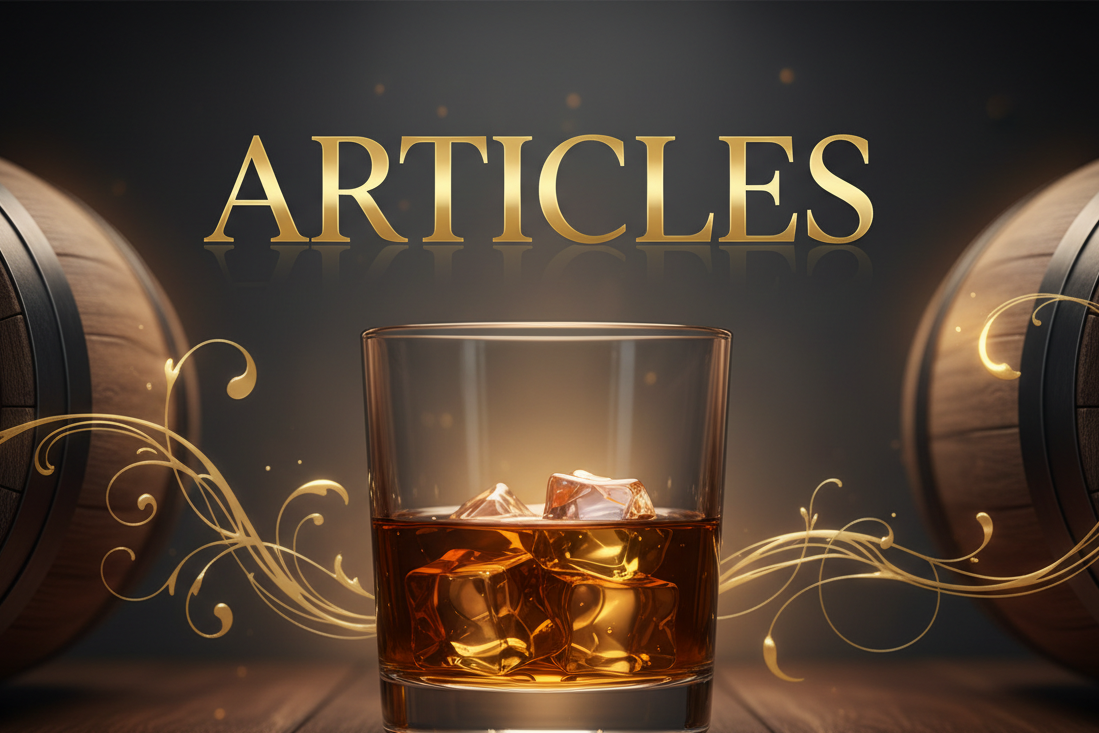 A classy image with the word "Articles" and with some whisky element